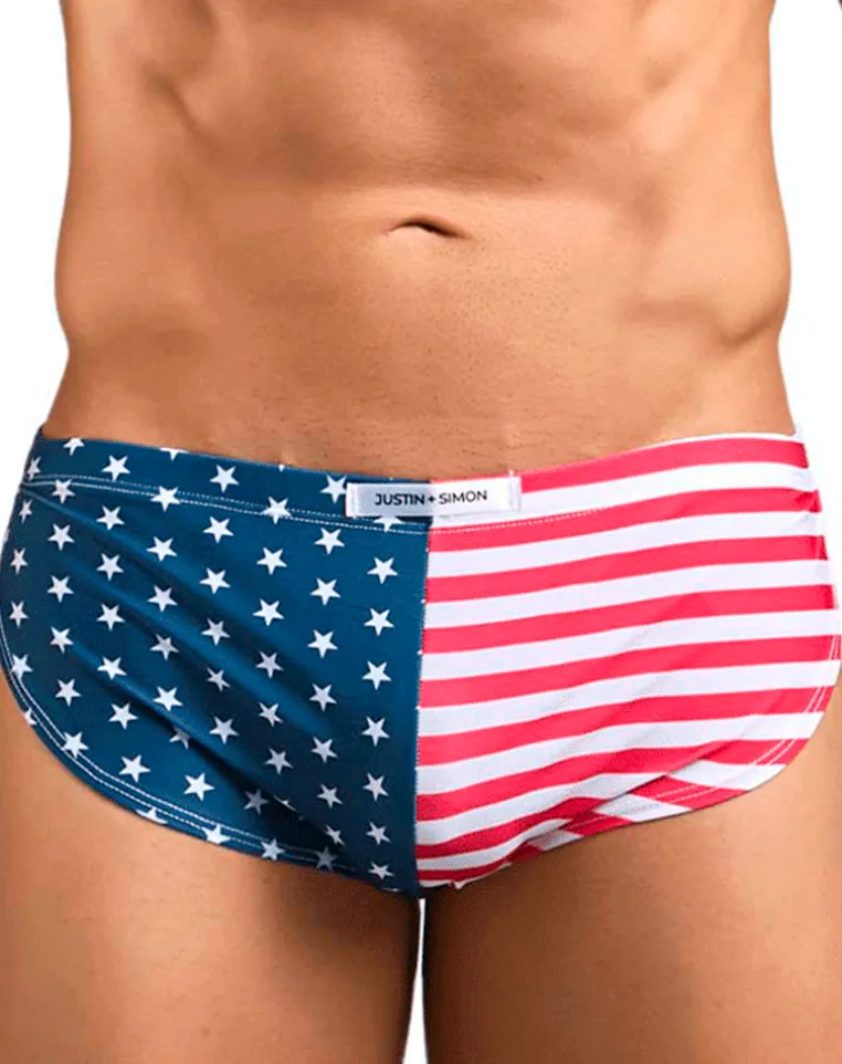 Justin+simon Xsj09 Running Shorts Usa Flag