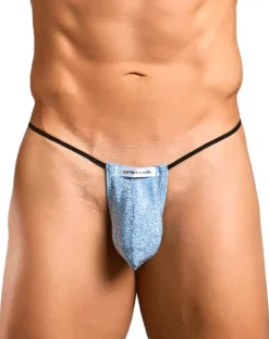 Justin+simon Xsj02 Silky G-string Bulge Lurex Blue