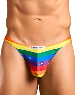 Justin+simon Xsj03 Silky Sexy Thongs Pride Flag