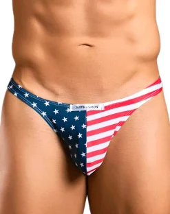 Justin+simon Xsj03 Silky Sexy Thongs Usa Flag