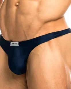 Justin+simon Xsj03 Silky Sexy Thongs Navy