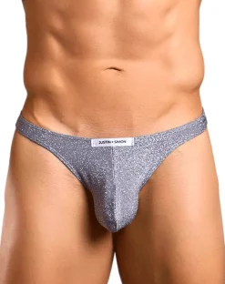 Justin+simon Xsj03 Silky Sexy Thongs Lurex Gray