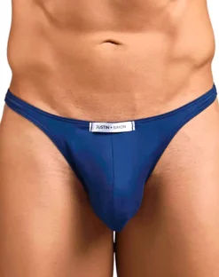 Justin+simon Xsj03 Silky Sexy Thongs Peach Navy
