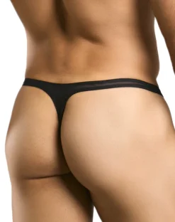 Justin+simon Xsj03 Silky Sexy Thongs Black Mesh