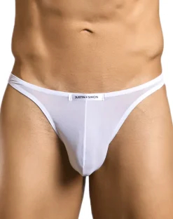 Justin+simon Xsj03 Silky Sexy Thongs White Mesh