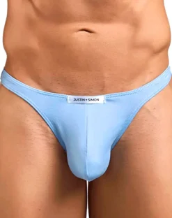 Justin+simon Xsj03 Silky Sexy Thongs Peach Blue