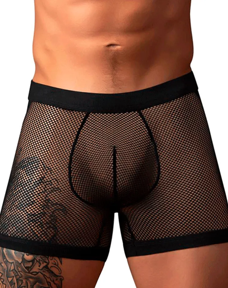 Male Power 152-11c Fishnet 2 Pouch Short Black