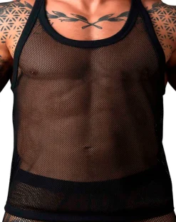 Male Power 110-11c Fishnet Tank Top Black