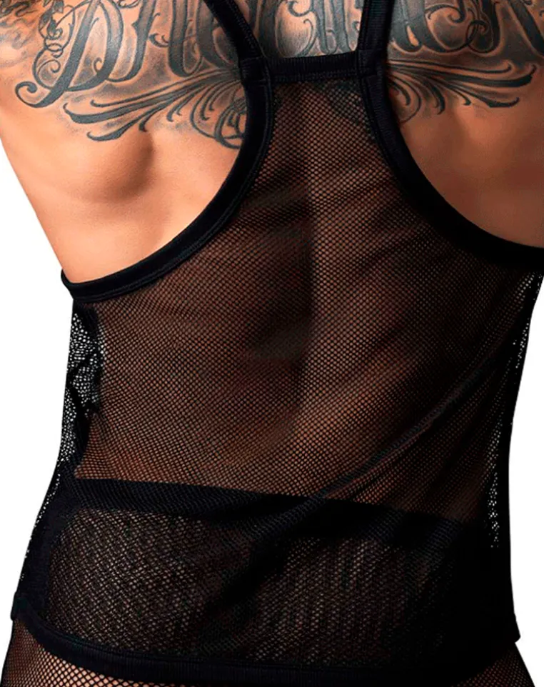 Male Power 110-11c Fishnet Tank Top Black