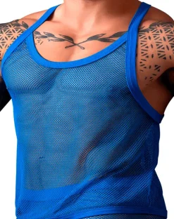Male Power 110-11c Fishnet Tank Top Royal