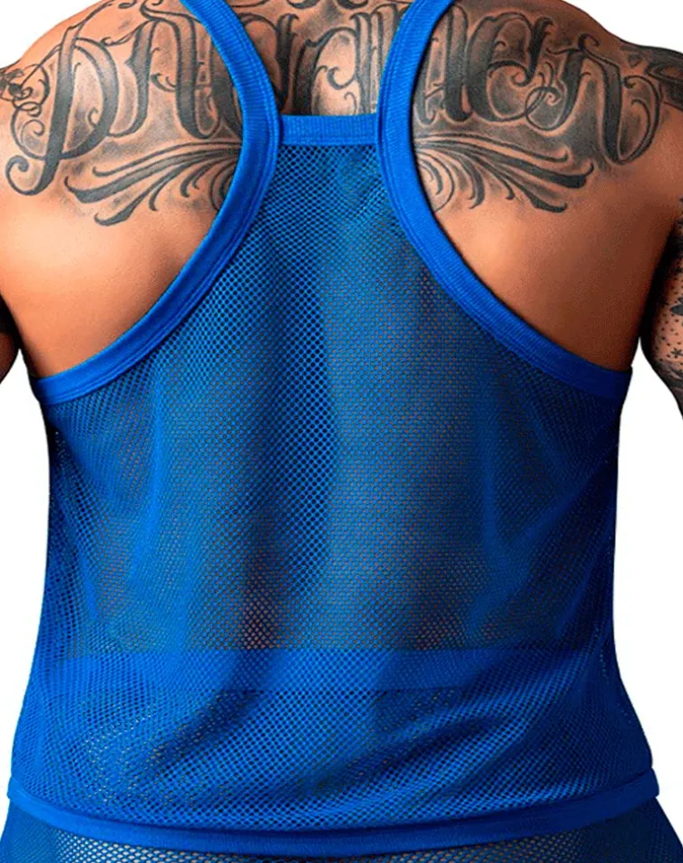 Male Power 110-11c Fishnet Tank Top Royal