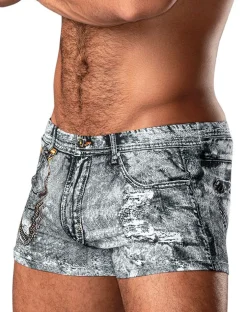 Male Power 145-286 Dirty Denim Mini Short Denim Print
