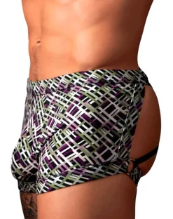 Male Power 148-303 Gridlocked Strappy Back Short Printed