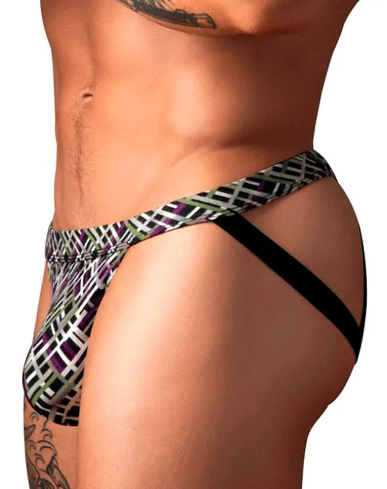 Male Power 351-303 Gridlocked Strappy Ring Jock Printed