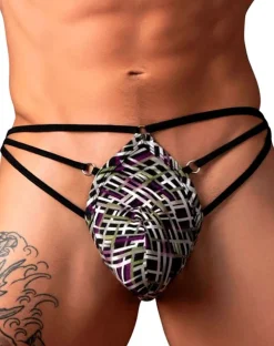 Male Power 419-303 Gridlocked Thong Straps-rings Printed