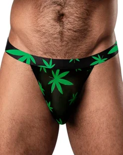 Male Power 433-294 Hazy Dayz Micro Thong Pot Leaf