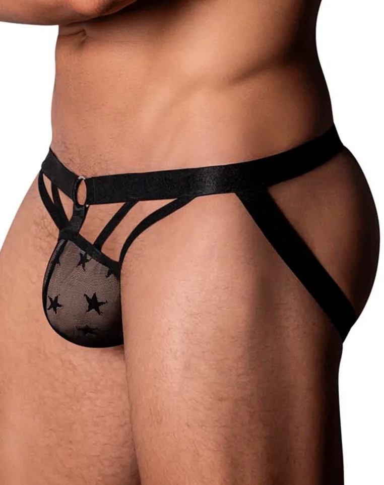 Male Power 386-291 Love Star Jock With Ring Black