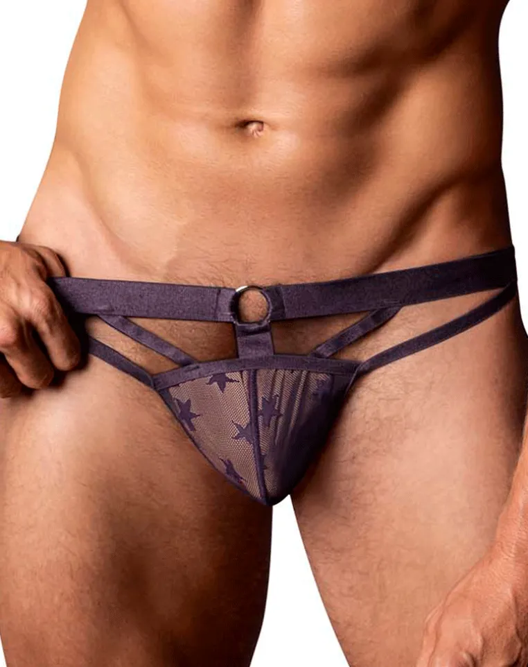 Male Power 416-291 Love Star Thong With Ring Purple