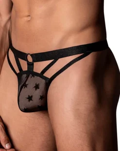 Male Power 416-291 Love Star Thong With Ring Black