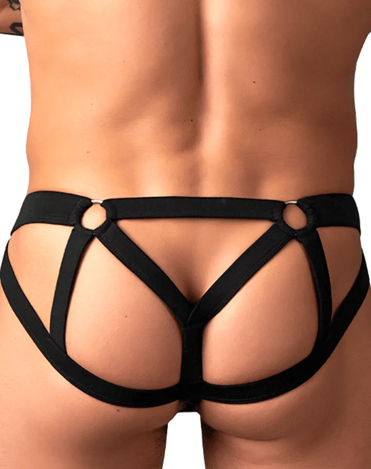 Male Power 352-307 Mesh 2 Strappy Ring Jock Black