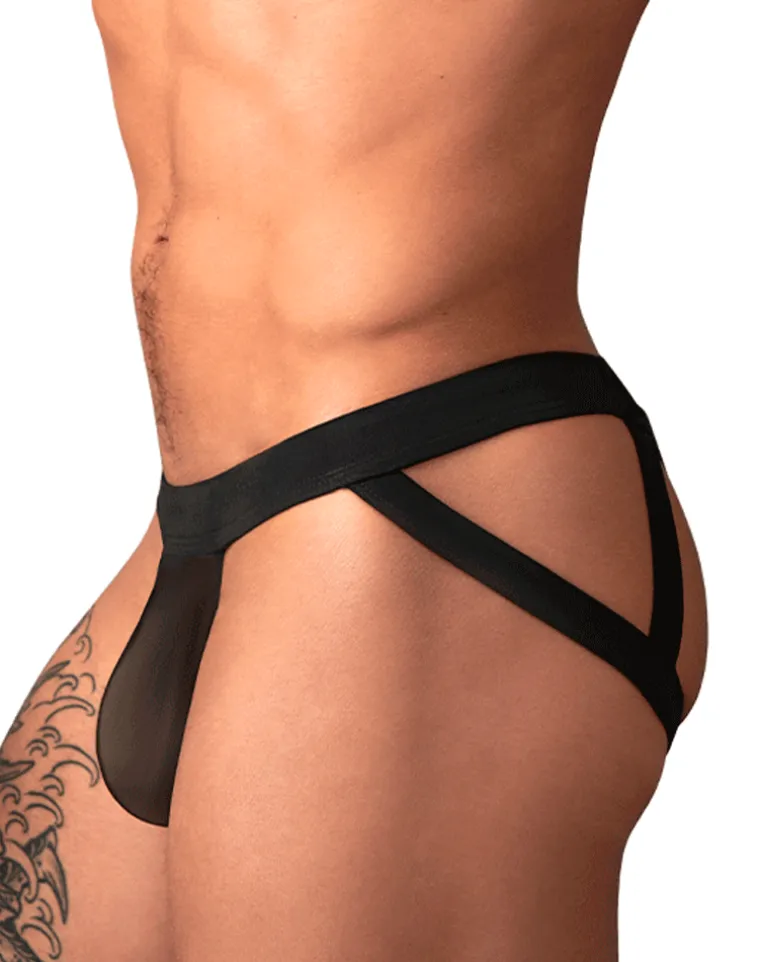 Male Power 352-307 Mesh 2 Strappy Ring Jock Black