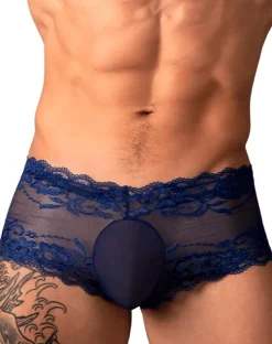 Male Power 127-280 Sassy Lace Mini Short Sheer Pouch Navy