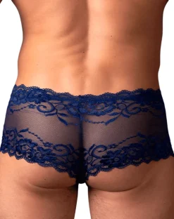 Male Power 127-280 Sassy Lace Mini Short Sheer Pouch Navy
