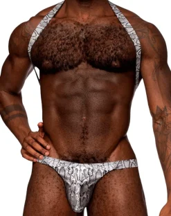 Male Power 404-282 S-naked Shoulder Sling Harness Thong Silver-black