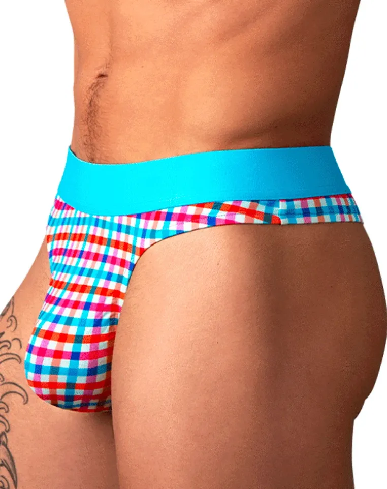 Male Power 412-306 So Comfy Gingham Thong Gingham Print
